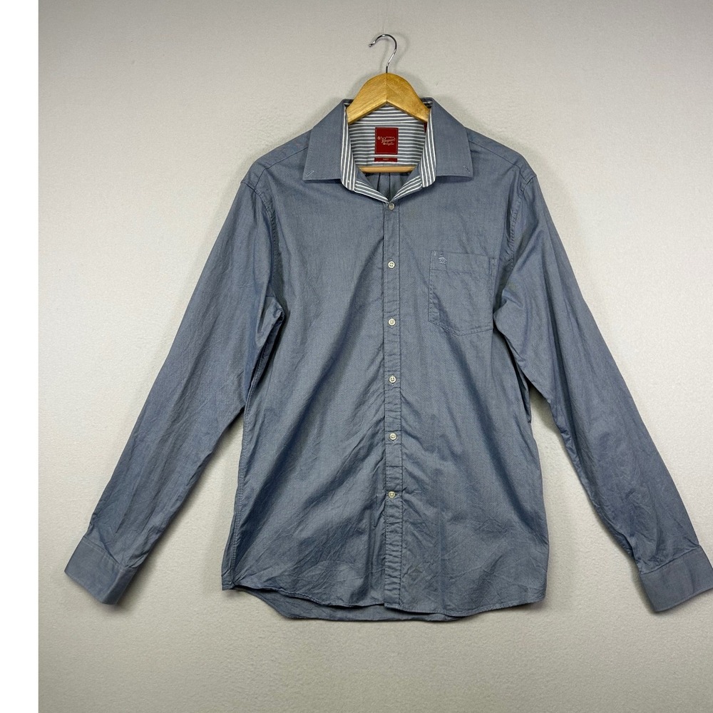 Preppy‎ Original Penguin Mens 16 36/37 Blue Slim Fit Oxford Button Down Shirt